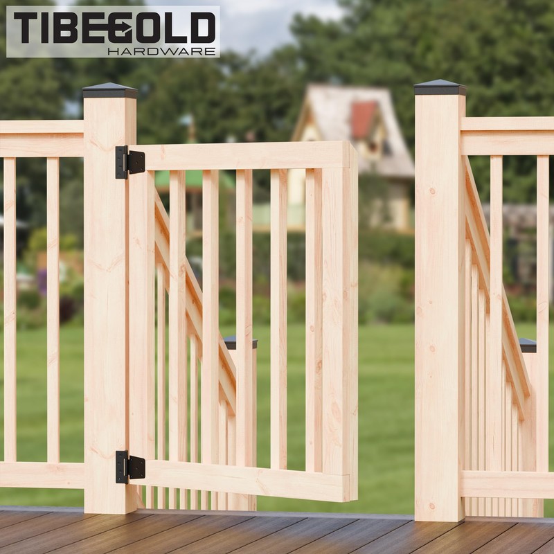 TIBEGOLD 3-1/2 Inch Heavy Duty Gate Hinges, Black Iron Barn