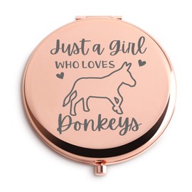 Donkey Gifts for Women Rose Gold Portable Travel Compact Mirror Just A Girl Who Loves Donkeys Mother's Day Christmas Valentine's Day Graduation Thanksgiving Day Donkey Themed Gifts