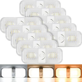 Retisee 10 Pcs RV Lights Interior 1700LM, 3 Color 12V RV LED Dome Lights Ceiling Double Lights Fixture with ON/OFF for Camper/Car/Trailer/Boat, 2700-6700K