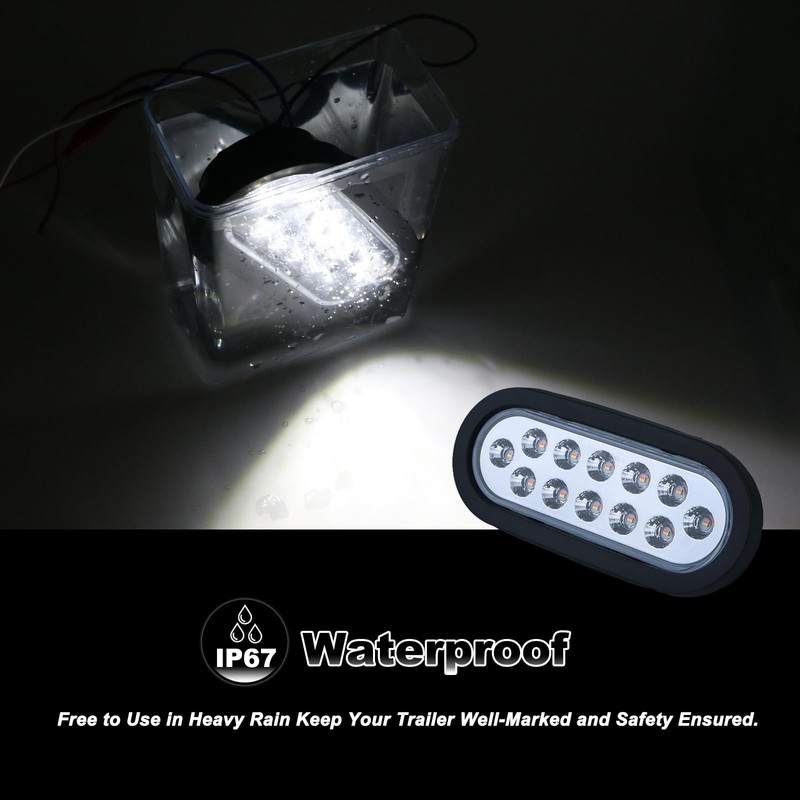 6 Inch Oval Dual Revolution LED Tail Lights Red Stop