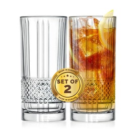 Barski Highball Glass - Drinking Glasses - Set of 2 - Hiball Tumblers - Glass Crystal Tumbler - for Water, Juice, Beer, Mixed Cocktails, Mojito Glass, Tom Collins Bar Glassware, 13 oz, Made in Europe