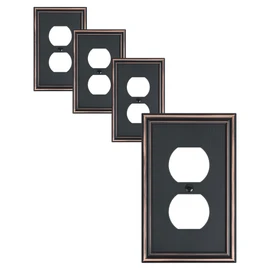 TREEWELL 4-Pack Duplex Outlet Cover, Durable Solid Zinc Alloy Decorative Switch Plates and Outlet Covers, Aged Bronze Wall Plates for Electrical Outlets, 1 Gang Receptacle Cover, Corrosion Resistant