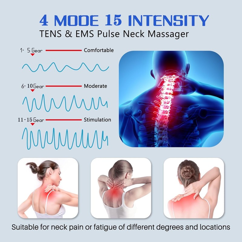 Neck Massager, 3-Level Heating Function with Constant Temperature, Electric Massager,