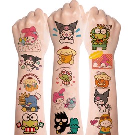 Tattoos Girls, 8 Sheets Children's Tattoo Stickers, Cute Cartoon Children's Tattoos, Kawaii MyMelody Kuromi Temporary Children's Tattoos, Stick-on Tattoos for Girls, Children's Birthday Party Bags