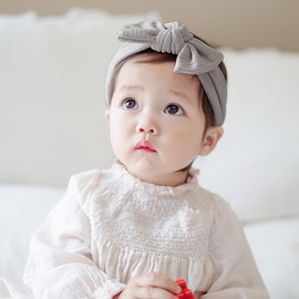Rannyrena Bonita Diadema De Algodón Elástico Suave Con Lazo Para Niña, Turbante Ancho De Nailon Con Nudos Para Recién Nacida, Baby Shower, Cumpleaños (Gris, Elástico)