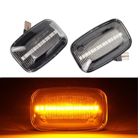 2Pcs Dynamic LED Fender Side Marker Turn Signal Light Side Repeater For Toyota Land Cruiser 70 80 100 Series (White)