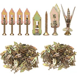 200PCS Self Drilling Drywall Anchors with Screws, AHIER 100PCS Metal Self-Drilling Anchors and 100PCS Screws Kit, No Drill Or Holes in Wall for Fixing TV, Shelf, Cabinet (0.43 * 1.18 inch, 200, PCS)