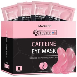 Parches para debajo de los ojos (8 pares), mascarillas de cafeína para ojos para ojeras, bolsas debajo de los ojos, parches de colágeno para ojos...  