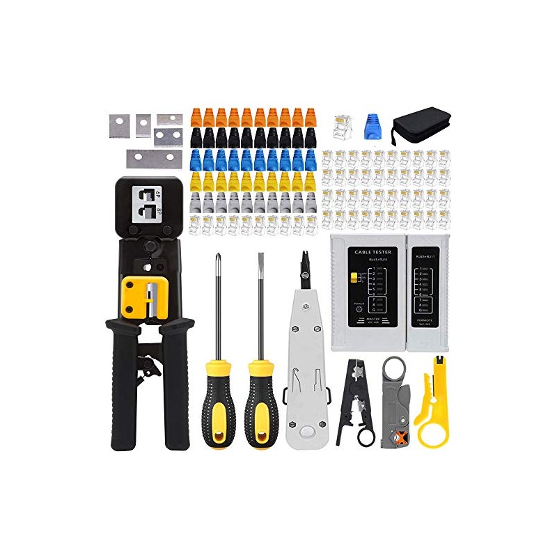 LEATBUY Cat5 Cat5e Cat6 Crimp Tool Kit RJ45 Crimping Tool,