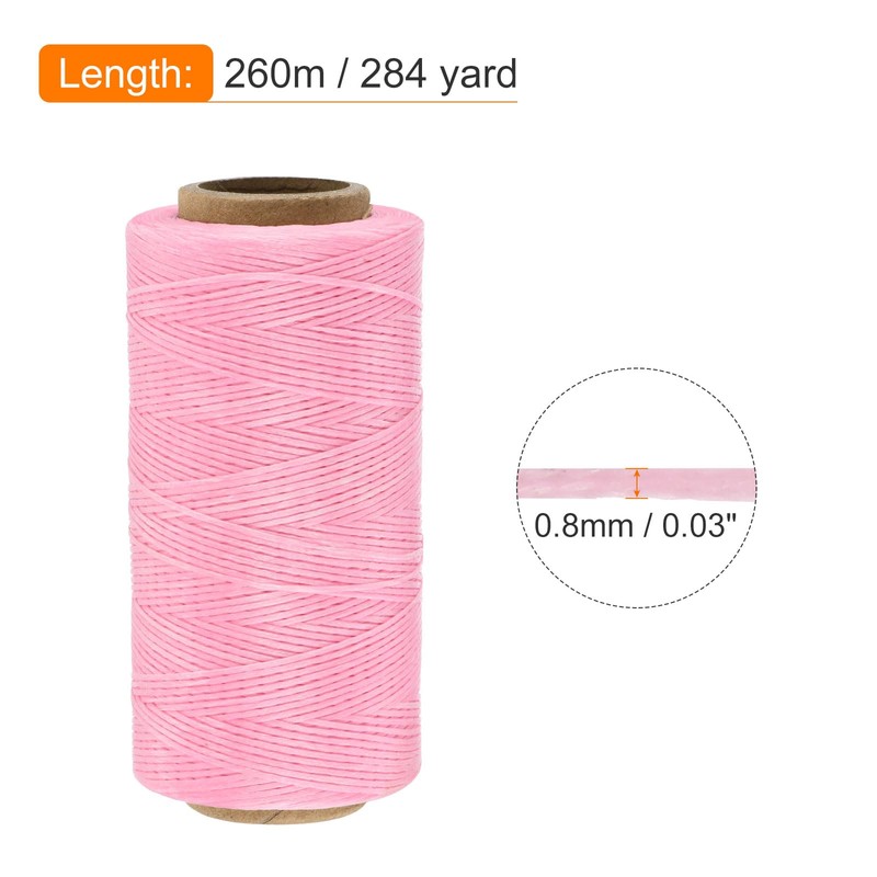 Waxed Thread,284 Yard 0.8mm 150D Flat Wax Thread Polyester Waxed