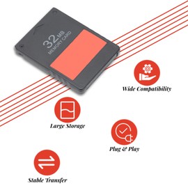 Lazmin112 32MB Game Memory Card, High Speed FMCB V1.966 Memory Card Support for PS1 Games