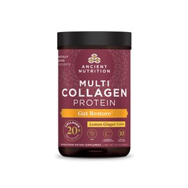Ancient Nutrition Proteína De Colágeno En Polvo, Proteína De Colágeno Múltiple Para Restaurar El Intestino, Limón Y Jengibre, Vinagre De Sidra De Manzana, Vitamina C, Péptidos De Colágeno Hidrolizados