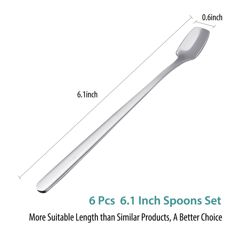 6 PCS Coffee Spoons Set, Dessert Spoons, Iced Tea Spoons