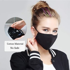 Tvoip Fashion Style Mask On The Mouth Anti dust mouth mask Activated Carbon Filter Mouth-muffle Mask (One Mask +2 Filters) Anti PM2.5 Fabric Face Mask (Black)