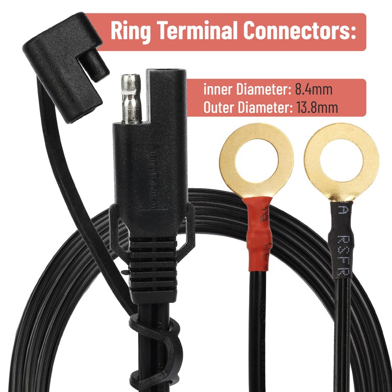 Bates- SAE Battery Connector, 2 FT, SAE to O Ring