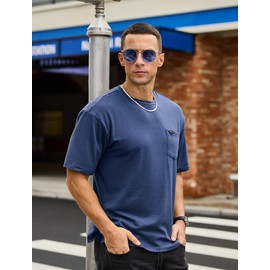 YawYews Mens Athletic Oversized Tshirts Lightweight Moisture Wicking Quick Dry Workout Tee with Pocket Navy