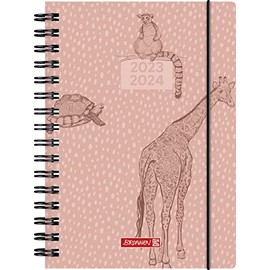 BRUNNEN School Calendar "Wild Animals" 2023/2024 1 Page = 1 Day A5 Pink