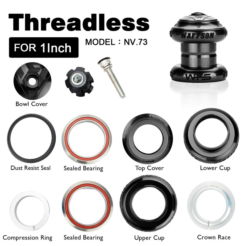 WFS NV.73 1 Inch CNC Alloy Threadless Headset with Top