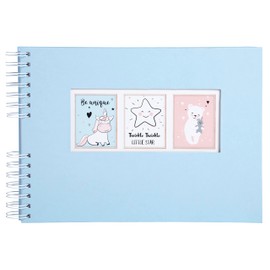 EXACOMPTA - Ref 16335E - Sweet Spiral Photo Album - 150 Photos - 50 White Pages - Size 32 x 22 cm - Light Blue Tinted Paper Cover - Customisation Window