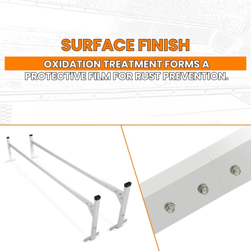 Kojem 5.3' to 8.6' Aluminum Adjustable Trailer Ladder Rack Capacity