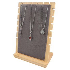 Homeanda Bamboo Necklace Stand Vertical Necklace Holder Long Chain Jewelry Organizer Velvet Padded Bracelet Display Board for Pendant Necklace