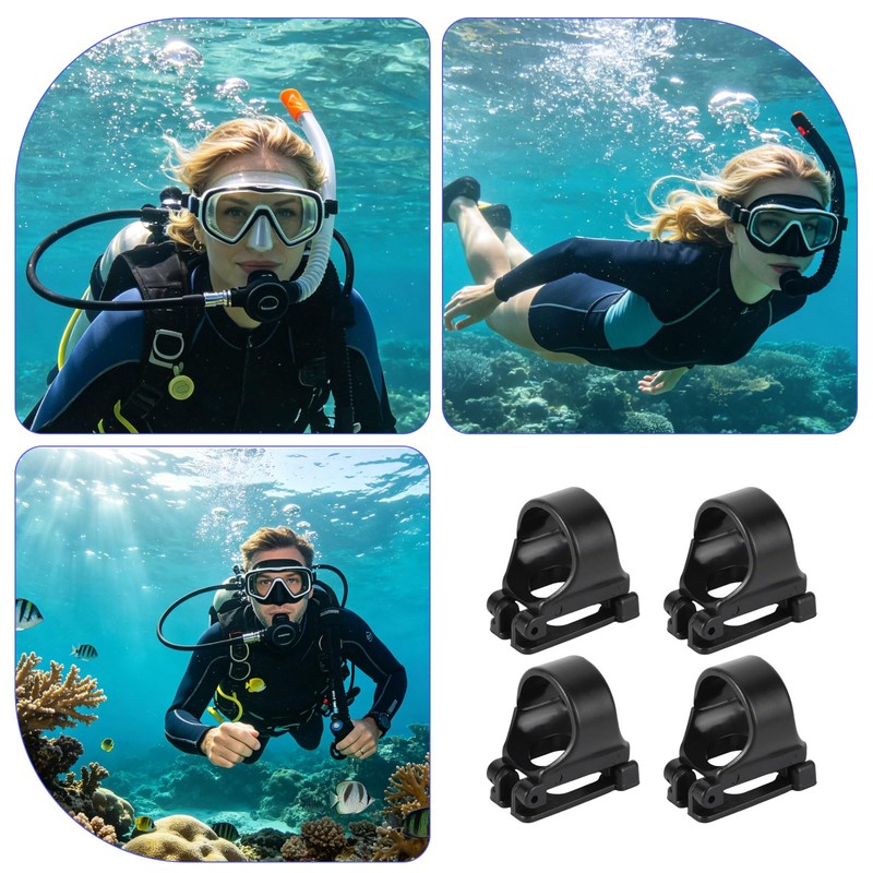 4pcs Universal 25mm/1in Scuba Diving Snorkel Clips for Mask Strap