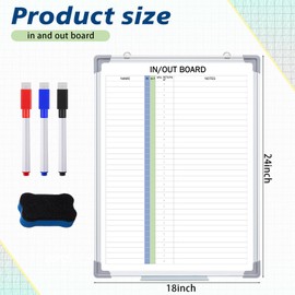 Lincia in and Out Magnetic Dry-Erase Board 24" x 18" Aluminum Framed White Board with Lines 33 Names with Magnetic Dry-Erase Marker, Eraser, and 35 Magnets Wall-Mounted for Office Employee