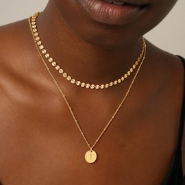 BENEIGE Initial Necklace for Women 14K Gold Plated Letter Pendant Necklaces Dainty Gold Layered Necklace Jewelry For Women
