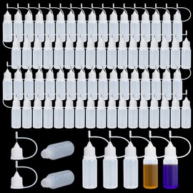 Elesunory 100 Pcs Precision Tip Bottles with Needle Tip, 10 ml /0.33 oz Mini Glue Applicator Bottles Bulk, Fine Tip for Alcohol Ink, Resin Art, Quilling, Acrylic Painting, Nail Art (1mm Opening)