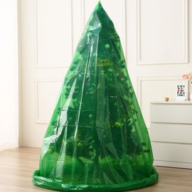 Liyaomix Jumbo Christmas Tree Removal Bag, Green Extra Large 6ft Width x 9ft Tall Christmas Tree Disposal Bag Waterproof for Upright Storage