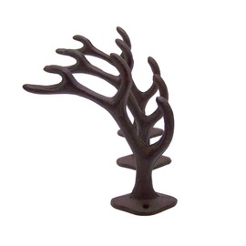 Rustic 4-Point Deer Antler Cast Iron Wall Hook 5.6 Inch (Set of 3)