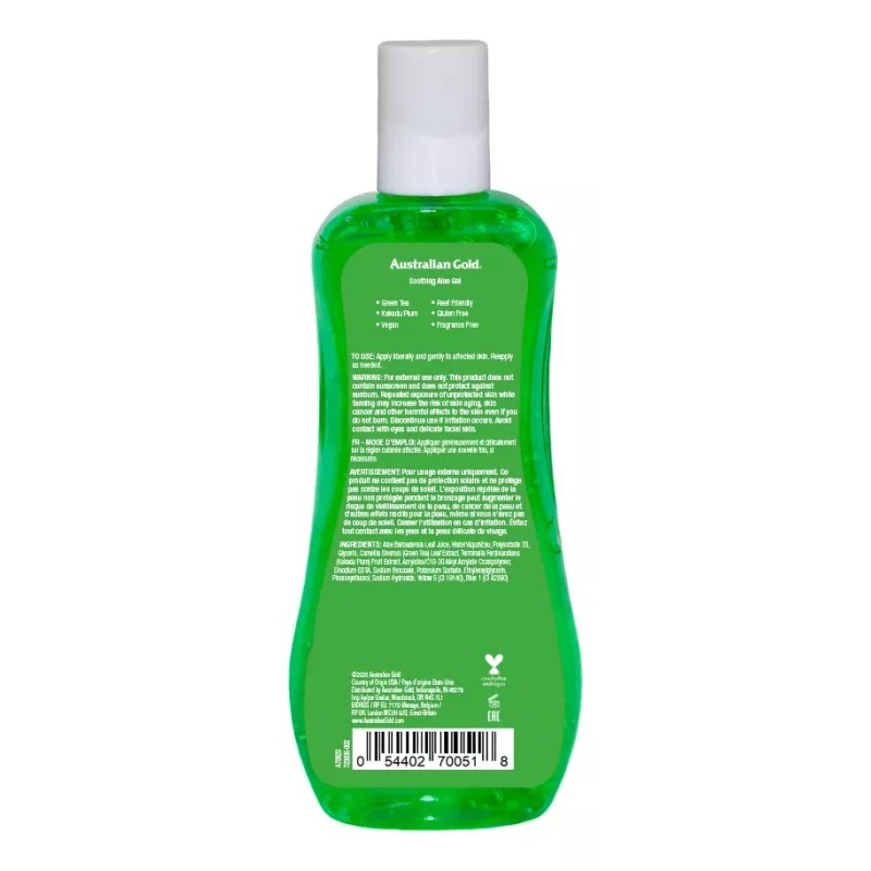 Australian Gold Soothing Gel Aloe After-Sun Fórmula Calmante, 8 Oz