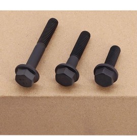 M12-1.75 x 60mm (4 pcs) Flanged Hex Bolt Screws Black Oxide Finish, 10.9 Grade Alloy Steel, Large Flange Washer Head, DIN6921/GB5789, Partial Thread