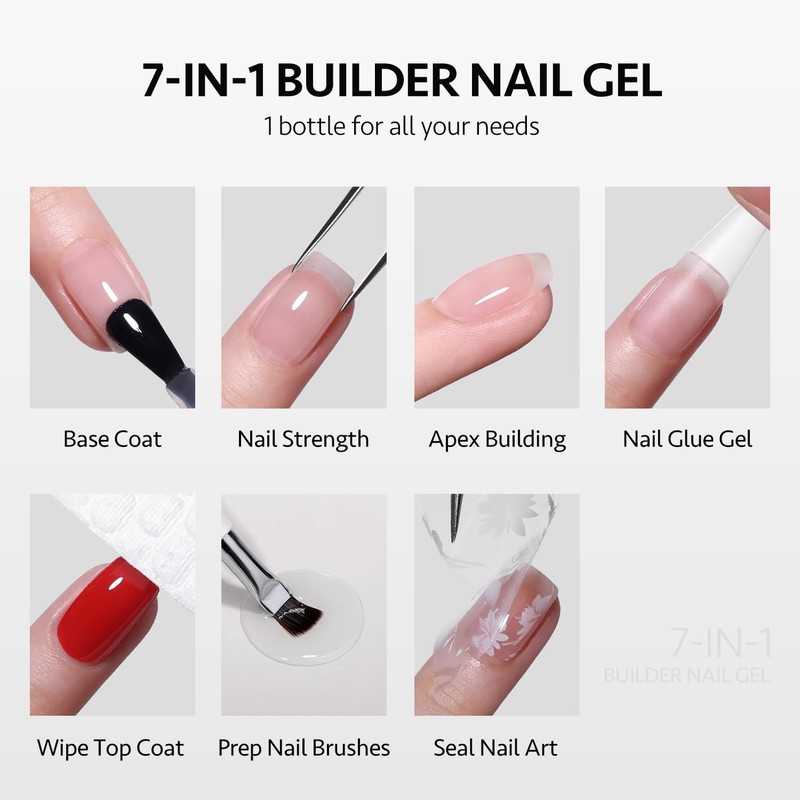 GAOY Clear Builder Gel for Nails, 16ml Rubber Base Builder
