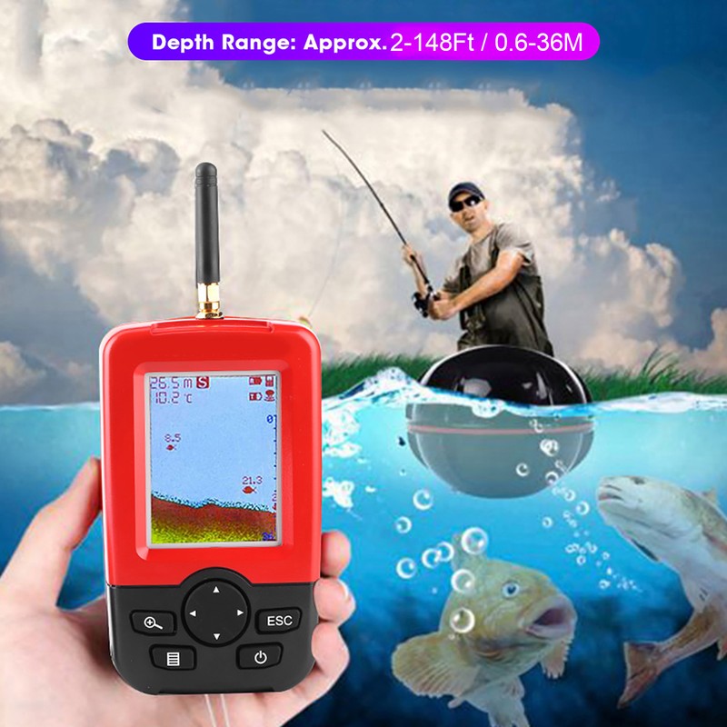 2‑148ft Depth Fish Finder with 100m Wireless Sonar Sensor Fish