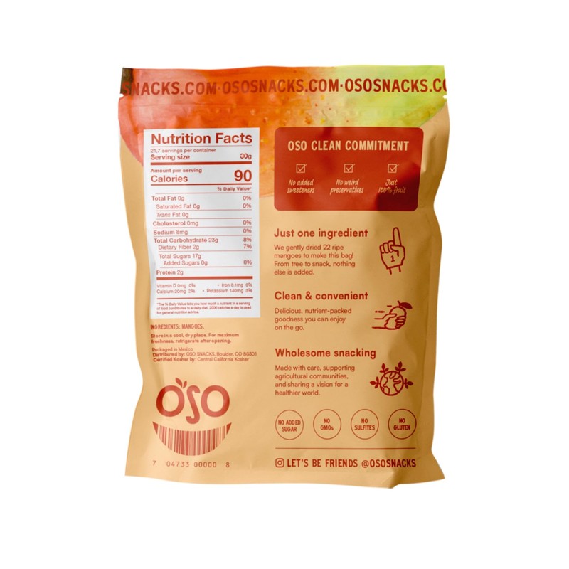 Oso Snacks Dried Mango Slices – Premium Quality, Large Pieces
