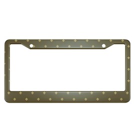 Swono Gold Fleur De Lis License Plate Frame Floral Elegant Fleur-De-Lis Royal Gold Lily License Plate Cover Aluminum Metal License Plate Holder Frame for Women Men Auto Decoration for US Car/Truck