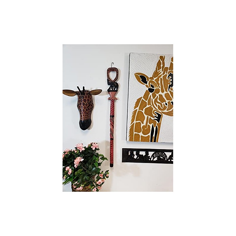 African Wood Decorative Walking Stick (Hand Made in Kenya) (Elephant