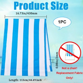 GORGECRAFT 115 x 43 cm Cotton Beach Chair Replacement Canvas Blue and White Stripes Deck Chair Fabric Reclining Chair Replacement for Sunbathing Garden Patio Beach Relaxation (Royal Blue)