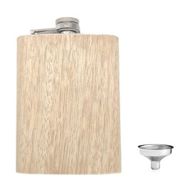 ZAHD Small Hip Flask with Wooden Mini Hip Flask Stainless Steel Set with Funnel Alcohol Bottle with Funnel Stainless Steel Metal Funnel Small Portable Stainless Steel for Hiking Climbing Camping 230