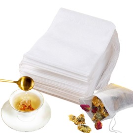 DEVENTORZ Tea Bags, Cooking Pack, 100 Pieces, Disposable Tea Bags, Empty Bags, Non-woven Fabric, Drawstring Bags, Cold Brew, Heat Resistant, Strong Penetration, Filters for Coffee, Fragrant Tea,