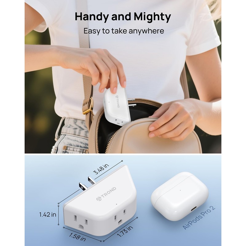 TROND Multi Plug Outlet Extender 2 Pack - Electrical Wall