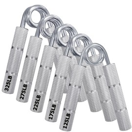 WANSPOORTS Silver Metal Hand Grip Set, 50LB-400LB 13 Pack No Slip Heavy-Duty Grip Strengthener with Gift Box, Great Wrist & Forearm Hand Exerciser, Home Gym, Hand Gripper Grip Strength Trainer (Silver 5Pack(125LB-325LB))
