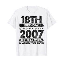 18 Year Old Gifts Vintage 2007 Limited Edition 18th Birthday T-Shirt