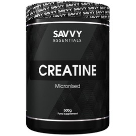 Savvy Essentials | 100% Pure Micronized Creatine Monohydrate for Endurance, Strength & Muscle Growth | 500g (100 Servings)
