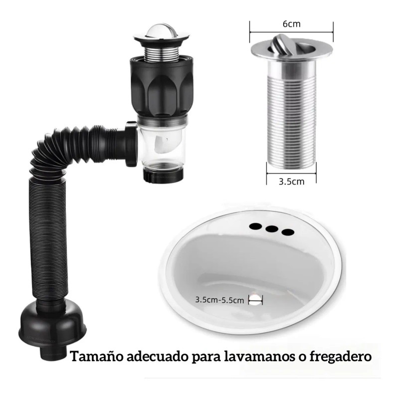 Cespol Con Sistema Anti Olores Y Botón Push Para Lavabo