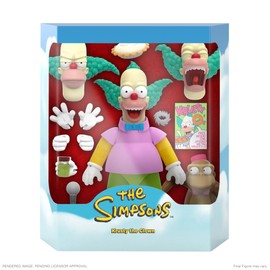 Super7 Ultimates The Simpsons Krusty The Clown - Figura de acción de 7 Pulgadas The Simpsons con Accesorios para programas de televisión clásicos coleccionables y Juguetes Retro