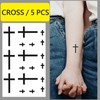 5 PCS Cross Temporary Tattoos, Semi-Permanent Tattoo, Water-Resistant Temp Tattoo