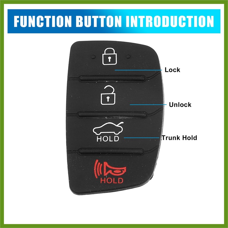 HOPESPANNER 4 Button Car Remote Fob Case Cover Insert Rubber