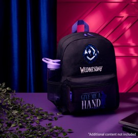 Wednesday School Backpack for Kids and Teenagers 37 x 29cm with Water Bottle Pocket - Girls Gifts (Black/Blue)